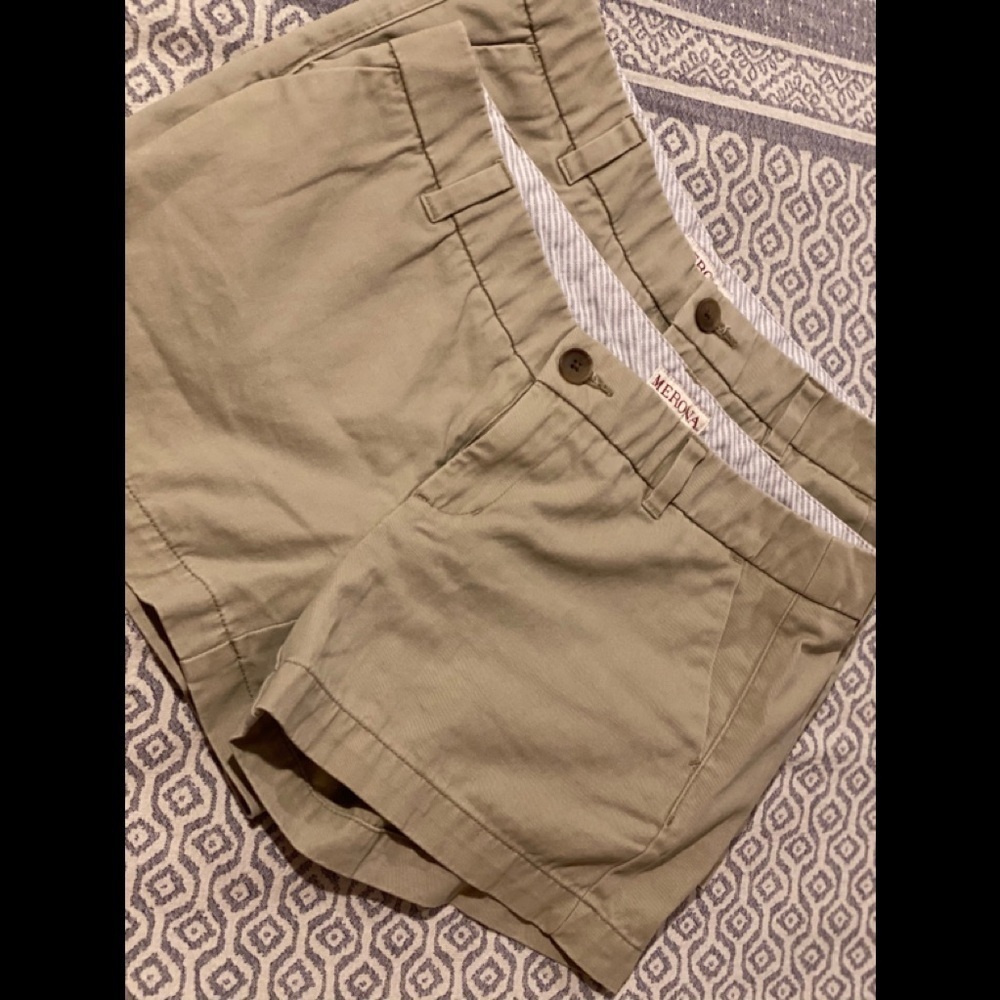 Merona Khaki Cotton Shorts 2 Pair - Picture 3 of 9